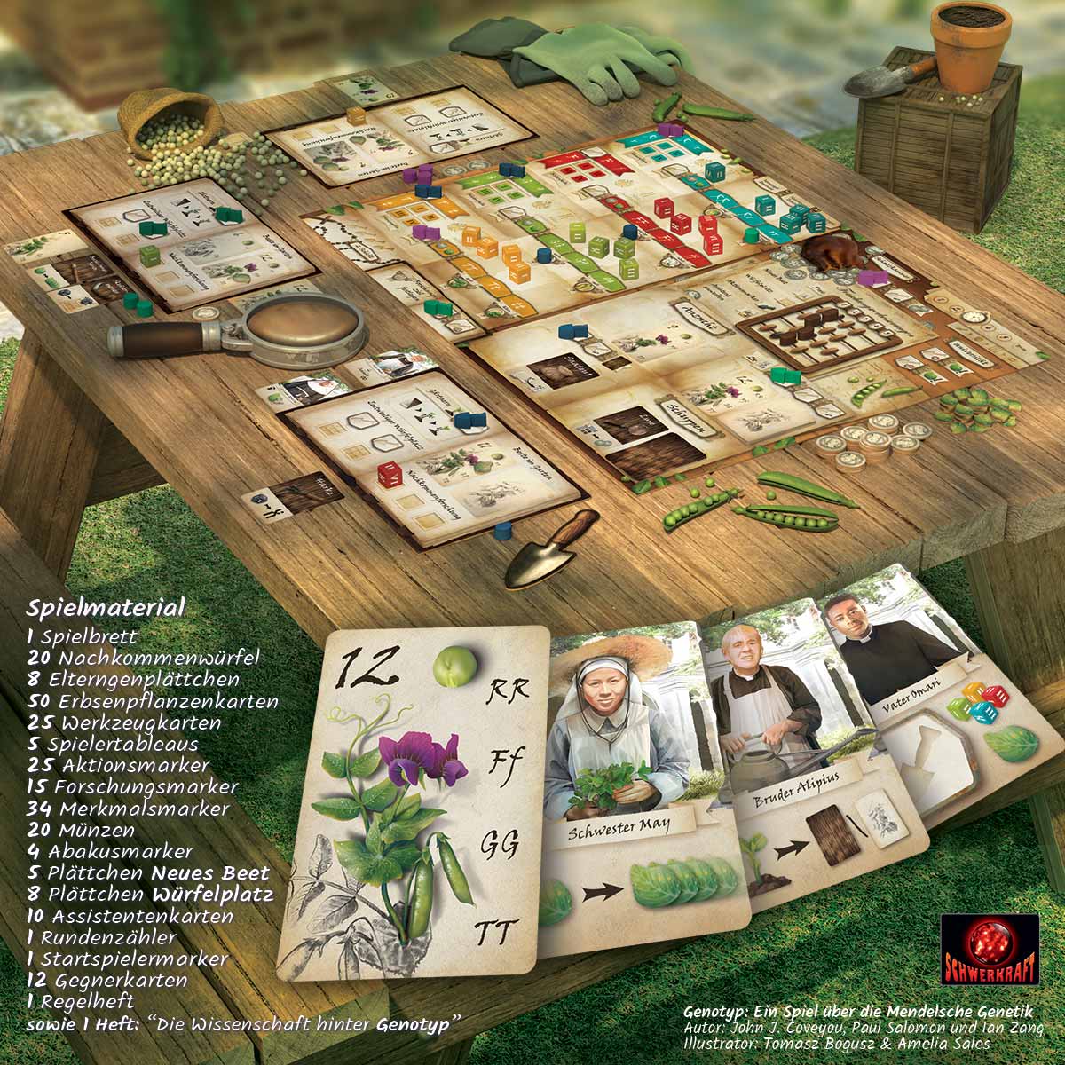 KraftSpiele's tweet photo. Und hier kommt wieder ein wunderbares Spiel in unserer Wissenschaftsreihe.
In #Genotyp seid ihr einem Kloster und erforscht nach Mendels Vorbild an Erbsen die Vererbung. 🧬 Das erste Spiel in der Reihe, welches direkt mit anspruchsvollen Solo-Regeln kommt!
https://t.co/TWpxiT7TPL https://t.co/1raUIZpYlV