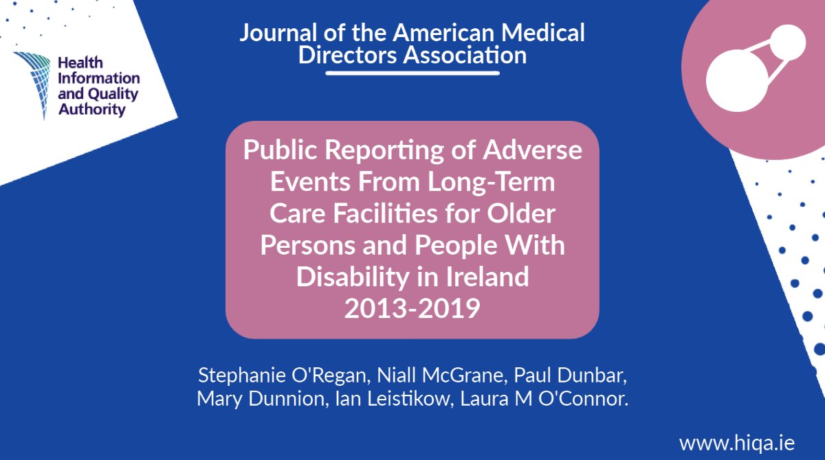 Our paper on the Public Reporting of Adverse Events From Long-Term Care Facilities for Older Persons and People With Disability in Ireland 2013-2019: Development of an Openly Accessible Database and Descriptive Analyses has been published in <a href="/Jamdacom/">JAMDA</a>: bit.ly/3pH09Mp
