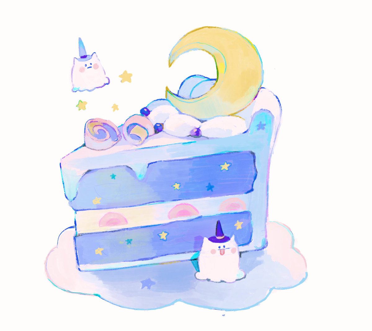 「🌙moon cake 🌙 」|ペパーミントのイラスト