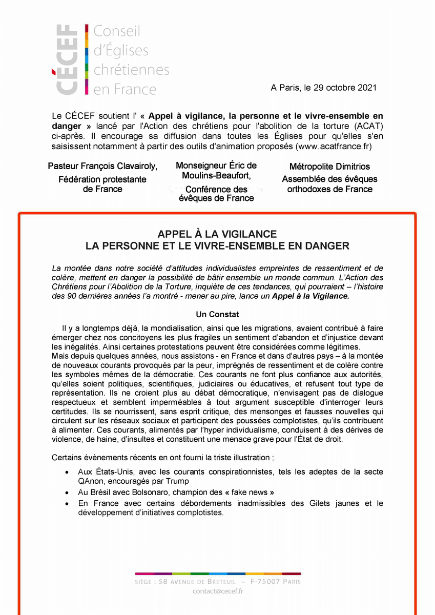 eglise_medias's tweet photo. Le Conseil d'Eglises Chrétiennes en France #CECEF appelle au vivre-ensemble https://t.co/4eSZsmkXW6