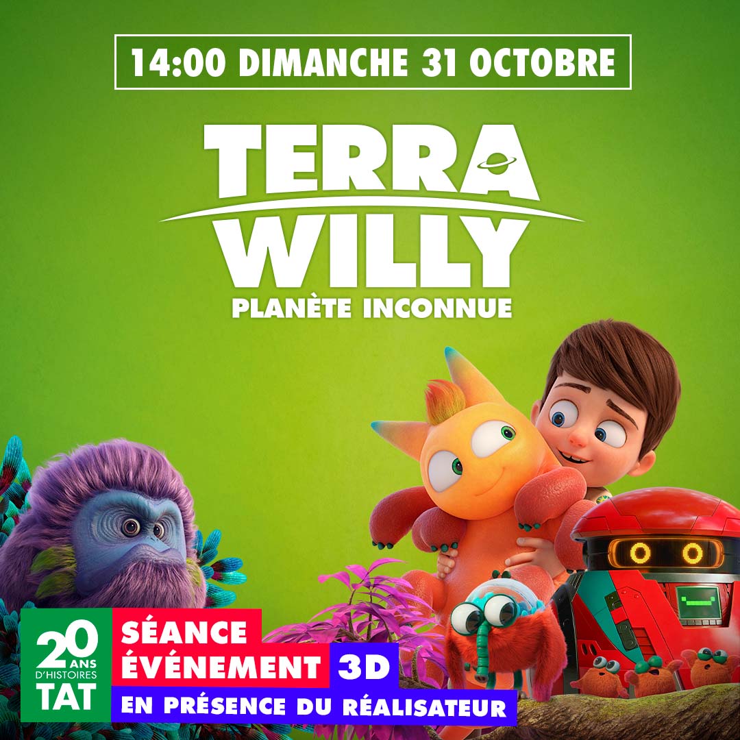 tatprodofficial's tweet photo. Projection exceptionnelle : TERRA WILLY en 3D RELIEF 😎
Découvrez pour la première fois en France les aventures de Willy en 3D relief !
👉 dimanche 31 octobre à 14h au @Gaumont Wilson
👉 https://t.co/mFLAJIqMjJ
#terrawilly #tatproductions #filmstat #projection #movie #3d #film3d https://t.co/JwEhSJeNVW