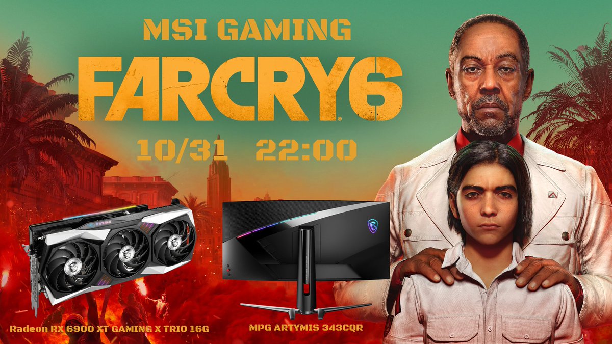 msigaming's tweet image. [Giveaway]
We will introduce the latest MPG ARTYMIS 343CQR and RX 6900 XT on October 31st at 22:00 (GMT-4). Stay tuned!
👉 youtu.be/BVMNb-r4o7A

Also, we will give away 15 sets of Far Cry 6 after the stream. Here&apos;s how to enter:
1. Follow @msigaming
2. Retweet or reply here