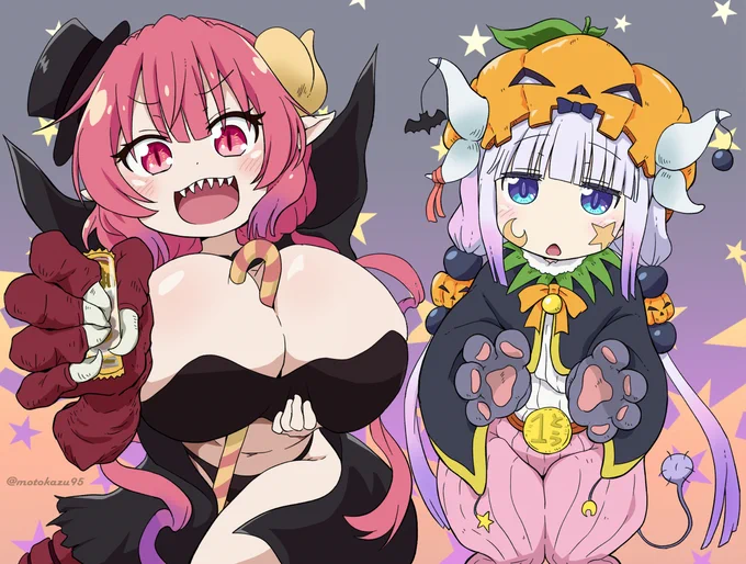✨🎃HAPPY HALLOWEEN👻✨
漫画に描いたカンナちゃんとイルルを抜き出してみました(*'▽`*)ガオー🐲漫画も読んでね👀
🦇カンナ:才川による学芸会ぽい特盛コーデ
🦇イルル:ドラキュラ伯爵コスで右手は"ドラ"成分 https://t.co/NOz1rA2dmt 