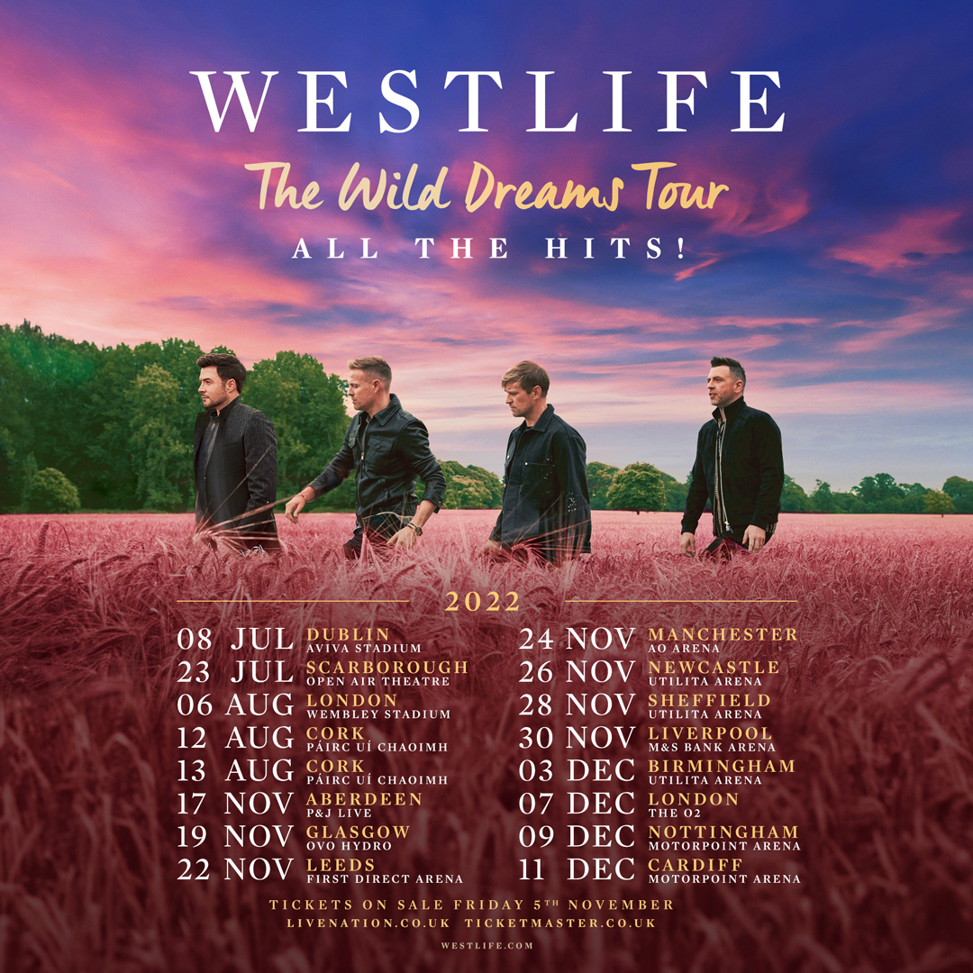 UK &amp; Ireland, we’re coming back on tour and we can’t wait to see you! What a moment it will be! Pre-order our new album ‘Wild Dreams’ from the Dig! Store by Wednesday 3rd November at 12:00 GMT to gain early access to tickets for our UK &amp; Ireland 2022 tour.
lnk.to/Westlife-Store