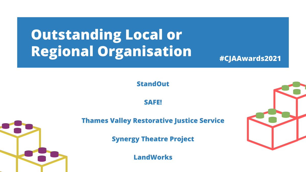 cjalliance's tweet photo. Next up we have the shortlist for Outstanding Local or Regional Organisation, celebrating the impactful organisations working tirelessly in their communities for a #FairAndEffectiveCJS #CJAAwards2021. https://t.co/YsqL7zKxSR