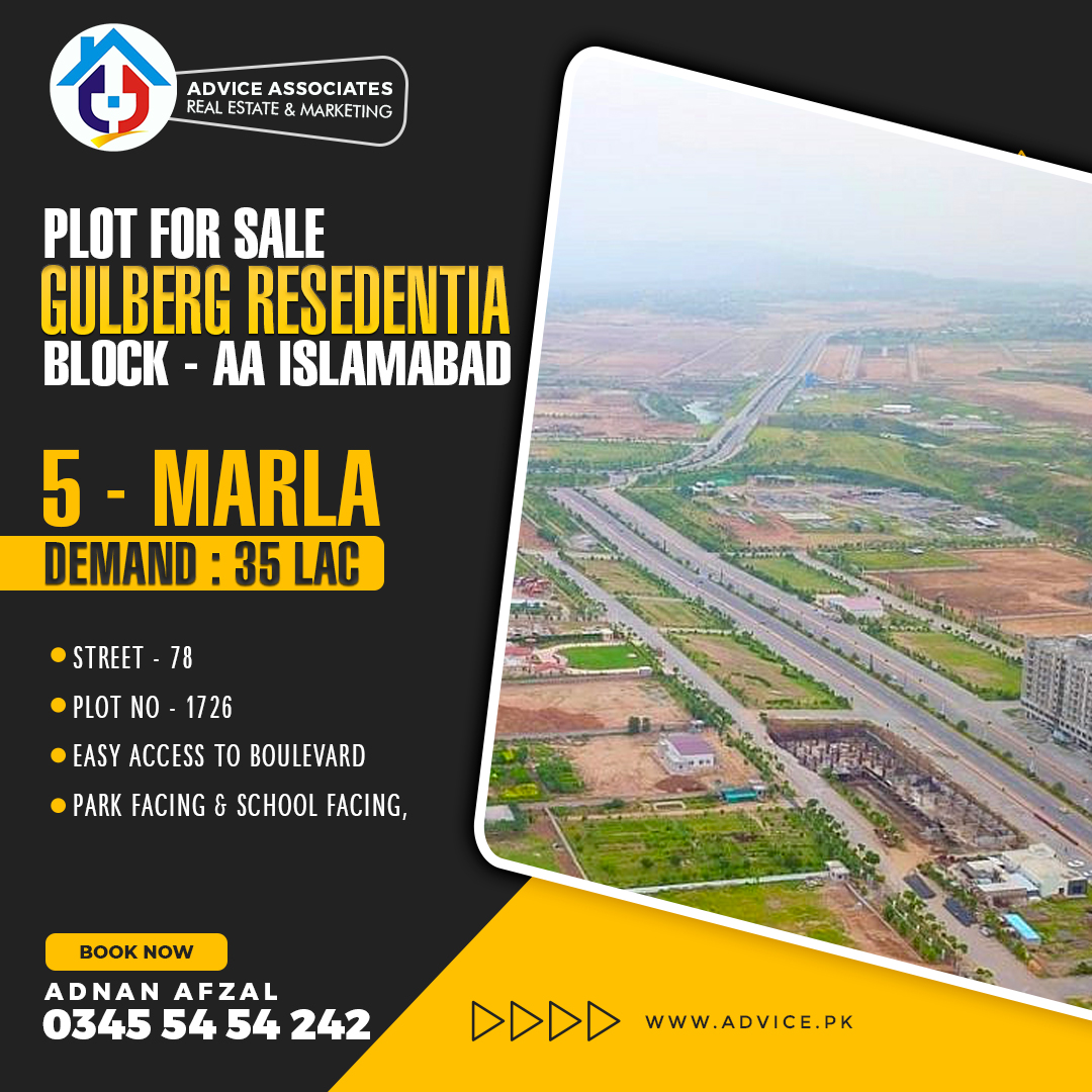 AdviceAssociate's tweet photo. Gulberg Resedentia Islamabad Block AA | 5 Kanal Plot for Sale | https://t.co/S6eWQrViMy

Call/WhatsApp: 0345 54 54 242    ||   UAN: 0331 11 10 333

https://t.co/UvzXuKf3zL

#Gulberg #GulbergResedentia #Gulbergislamabad #GulbergIslamabadblockAA #5MarlaPlotforSale #AdviceAssociates https://t.co/BhoLMnGlhZ