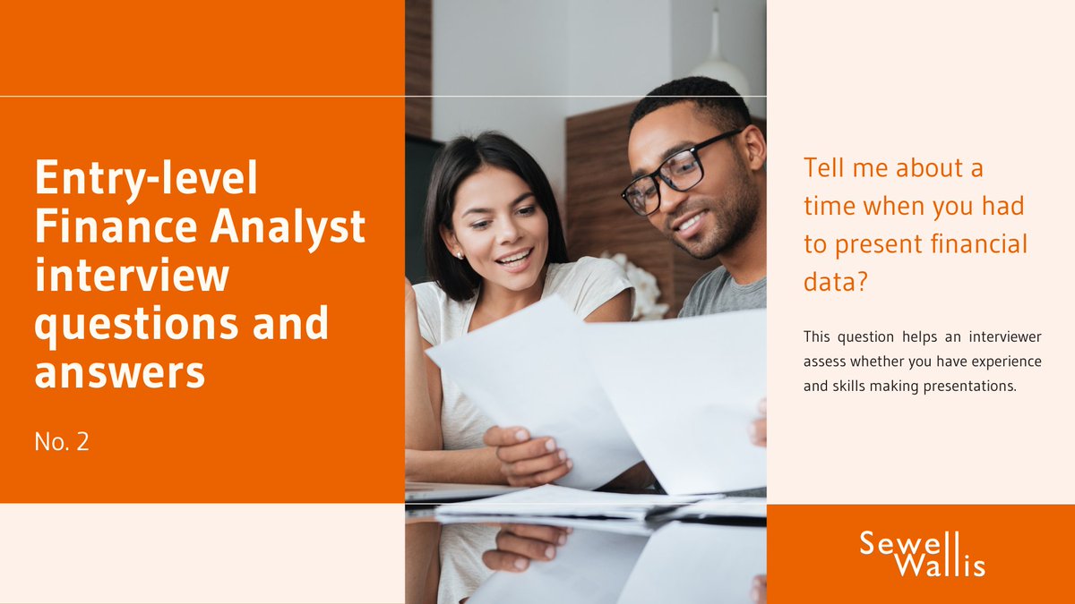 sewellwallis's tweet image. The main purpose for presenting financial data is to add value in decision making. Answering this question is a great opportunity to describe an example of when your findings as an analyst have lead towards positive changes within a business.

#finance #financeanalyst