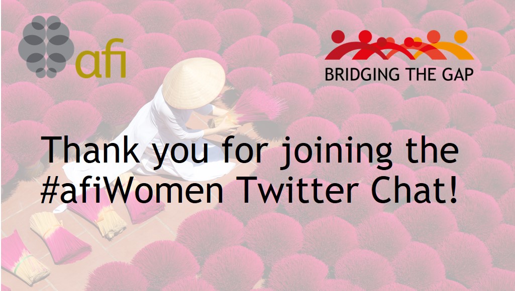 That’s a wrap! 🎉🎉

Thank you to everyone for being a part of our #WorldSavingsDay #afiWomen Twitter Chat today and sharing your stories and views! 

Let’s continue to work together on #women’s #FinancialInclusion and ensure that we #LeaveNoOneBehind! 

#SDG5 <a href="/Sida/">Sida</a>