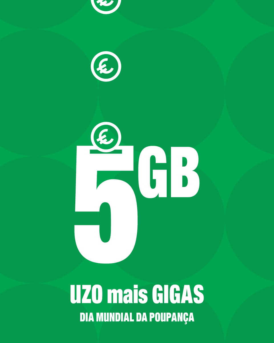 UZOpt's tweet photo. Se é para poupar, é UZO! Até dia 1 de novembro, receba 5GB grátis, válidos por 30 dias, na adesão ao debito direto e em carregamentos iguais ou superiores a €5. Feliz Dia Mundial da Poupança! Saiba mais em https://t.co/hzbkCbLxPT https://t.co/lfm8gGhWuA