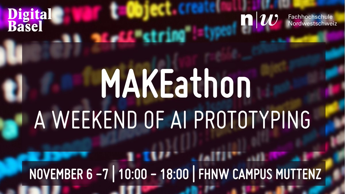DigitalBasel's tweet photo. Are you interested in #ai and how it challenges companies nowadays? Then you can't miss this innovation #workshop at the FHNW Campus in Muttenz to shape the future of #ai! 🤖 Register today: https://t.co/wnbQPd8ur3
#baselMAKEathon21 #MAKEathonbasel #ai #digitaldays #fhnw # https://t.co/G5xWTP7wzj