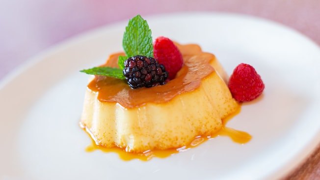 Step aboard <a href="/PaddlefishORL/">Paddlefish</a> and elevate your meal with "The Best Flan in a Half Century" — a beautiful and delectable rum-infused caramel custard dessert. 🍓 #DisneyWorld50 #DisneySprings