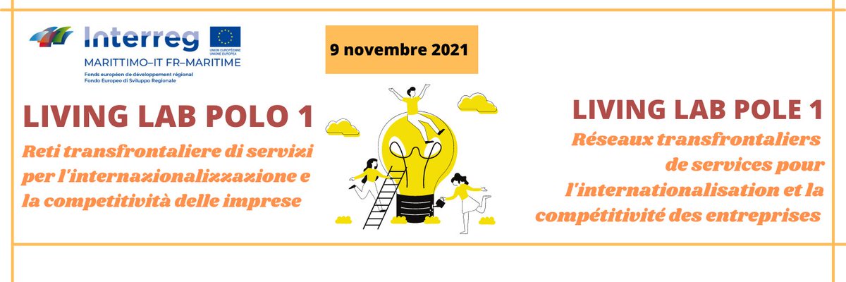 09 novembre 2021
⏰C'è ancora tempo per iscriversi al living lab di  #capitalizzazione dedicato alla competitività delle imprese 👇
⏰Il est encore possible de s'inscrire au living lab de #capitalisation dédié à la compétitivité des entreprises.
bit.ly/3mKyMhc
