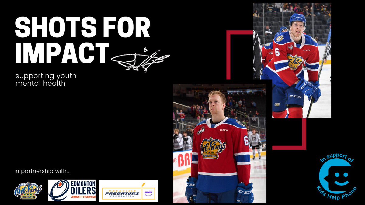 For every shot I take this season, I will be donating $10 to <a href="/KidsHelpPhone/">Kids Help Phone</a>. The <a href="/PredsFoundation/">Nashville Predators Foundation</a> and @edmoilkings, with the <a href="/Oil_Foundation/">Oilers Foundation</a> will be matching every donation. Proceeds of the donations will support youth mental health in Canada.