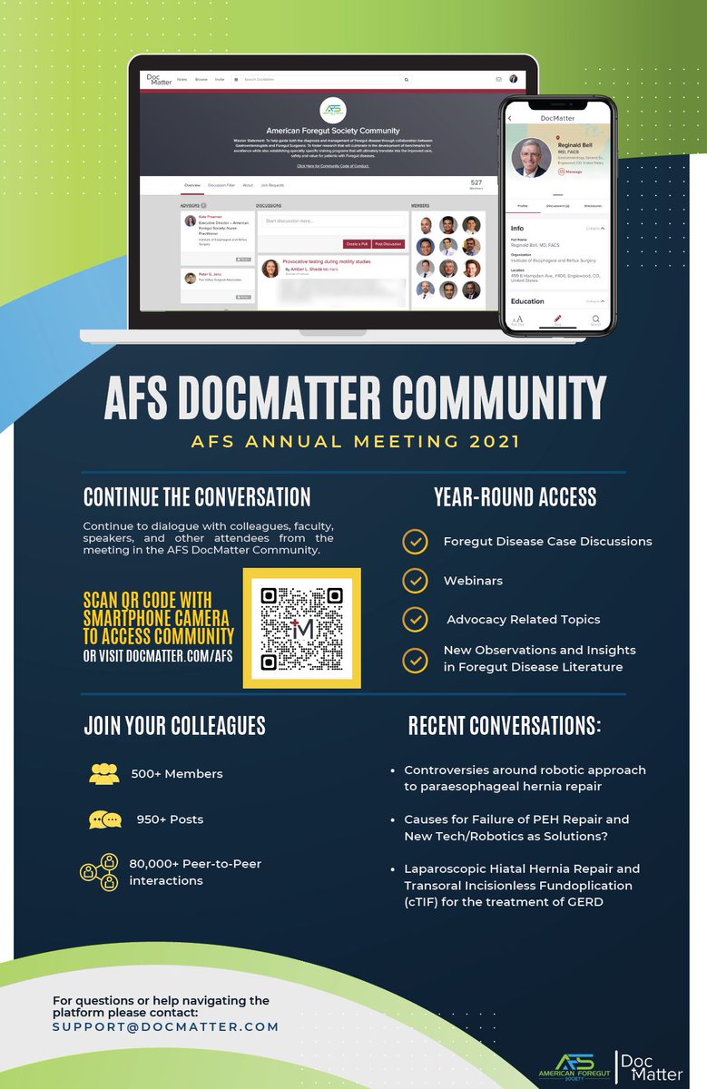 ForegutSociety's tweet photo. Did you enjoy the discussion and insights at #AFS21! Well you can keep it going through the AFS DocMatter Community. Visit https://t.co/nwSu050sFw https://t.co/SLQ0Vryjg3