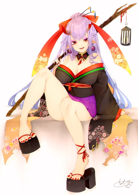 #和服の日 
過去絵ですが🦊👹 