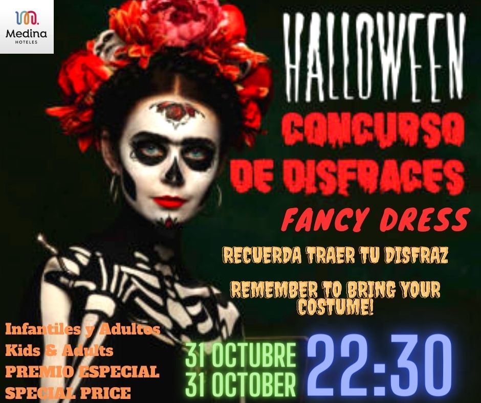 En nuestro Hotel Olympus haremos un concurso de disfraces para todas las edades, así que no olvidéis vuestros disfraces más terroríficos. 
At our Olympus Hotel we will have a costume contest for all ages, so don't forget your most terrifying costumes. 
#HalloweenMedinaHoteles