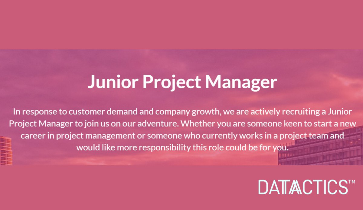 Datactics_'s tweet photo. We are excited to announce a brand new position! We are searching for a Junior Project Manager to join us on our adventure.
𝐀𝐩𝐩𝐥𝐲 𝐟𝐨𝐫 𝐭𝐡𝐞 𝐫𝐨𝐥𝐞 𝐡𝐞𝐫𝐞: https://t.co/RM79Cndlag
#JuniorProjectManager https://t.co/gwQEGcC3OE