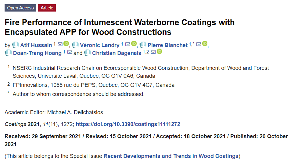 CRMR_Qc's tweet photo. 📑NOUVEL ARTICLE dans @Coatings_MDPI! #CRMR #RéseauMRQ
🙏💰 @CRSNG_NSERC par l'intermédiaire de ses programmes PCI et RDC.
#Revêtement #Intumescent #Microencapsulation #RésistanceAuFeu #Calorimètre
✳ https://t.co/6OeAG0w3Dm ✳
@universitelaval - #CIRCERB
@FPInnovations https://t.co/wef5Jh4G7R