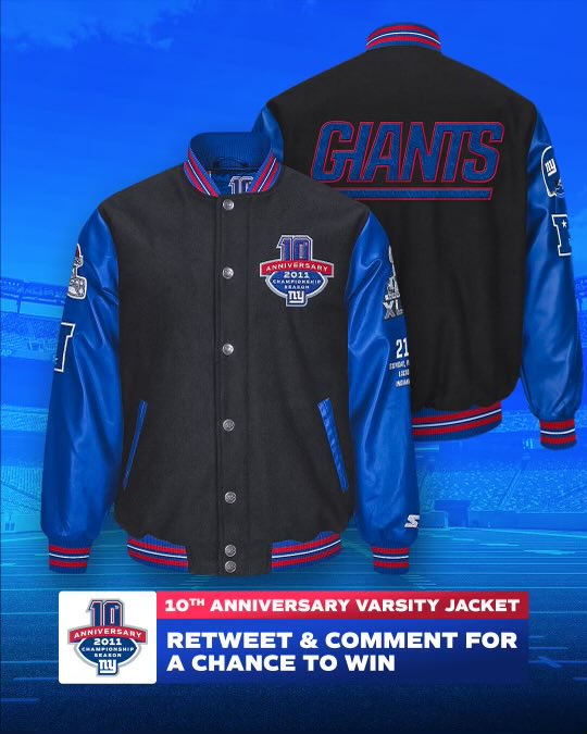 PeteGuelli's tweet image. Win this exclusive limited edition 10th Anniversary ⁦@Giants⁩ SB XLVI jacket. RT, comment and follow to qualify for your chance. Hope you can fit into a large! #FanFriday #TogetherBlue