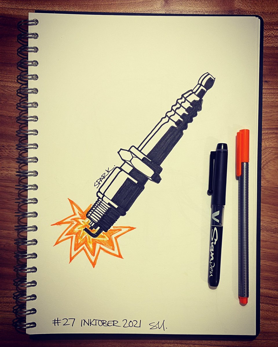 Day 27 of #inktober2021 …… these will be a thing of the past in cars of the future. Spark.