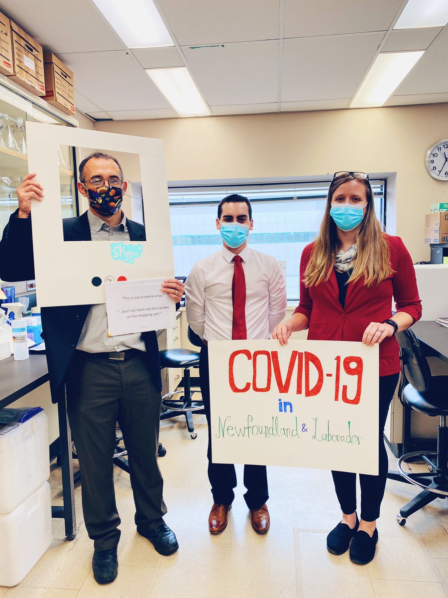 hannahlouwall's tweet photo. Russell Lab Halloween: COVID-19 in Newfoundland and Labrador 🦠 ft Dr Haggie, Dr. Fitzgerald, Premier Furey, soap, SARS-CoV-2, neutralizing Antibody and THE vaccine. 

@RodRussell99 @MUNMed @MemorialU @Johnrockdoc @CMOH_NL @PremierofNL @GovNL @CanSocVirol @CIHR_IRSC @CBCNL https://t.co/QTCO0iuyfp