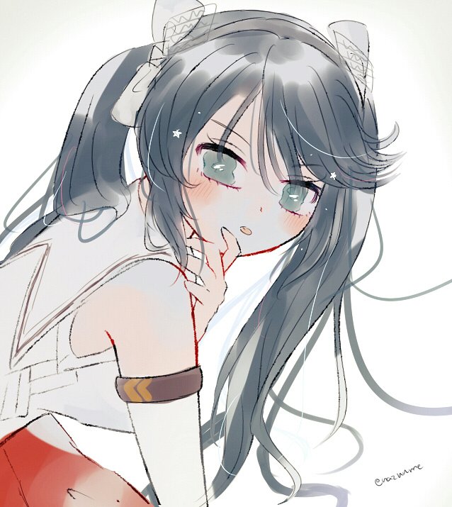 isuzu (kancolle) 1girl twintails solo long hair sailor collar school uniform white background  illustration images