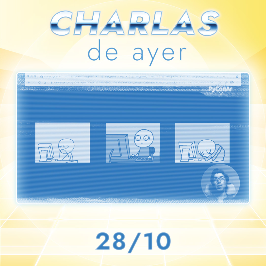 pyconar's tweet photo. IM PER DI BLES!!! No te preocupes si no viste alguna, luego de que termine el evento vamos a activarlas en Youtube.
¿Y ahora? Un resumen en imágenes de la jornada de ayer 🤍
+
#PyConAr 2021 #Python https://t.co/Muk6Vv6zO2