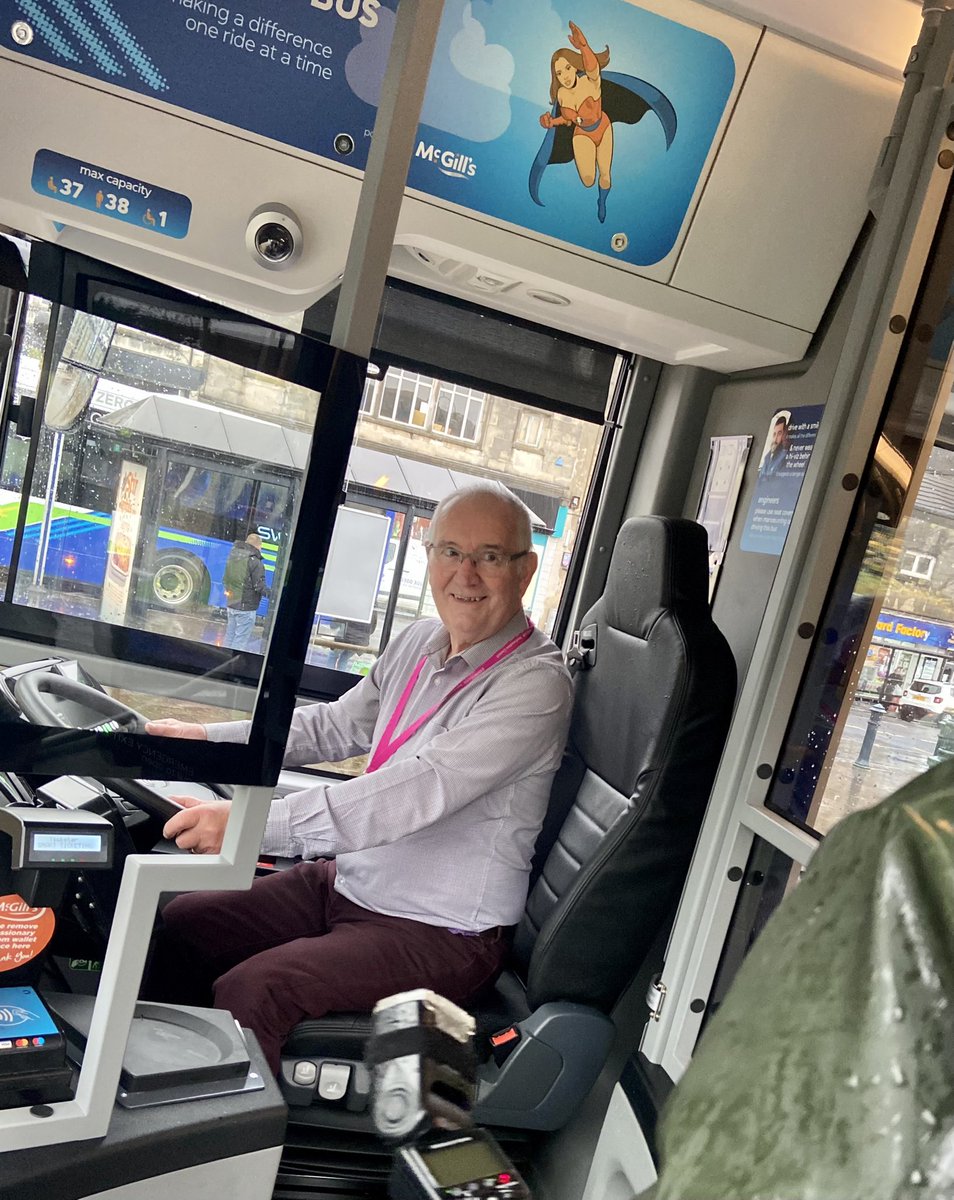 mcgillswest's tweet photo. Thanks for joining us today in Johnstone Cllr Bill Binks - it was great to show you around the new zero emission buses - tickets please! ⚡️🚌⚡️#switch38 #johnstone 🦸🏻♀️🦸♀️ #zeroheroes https://t.co/QuFXaZlMKN