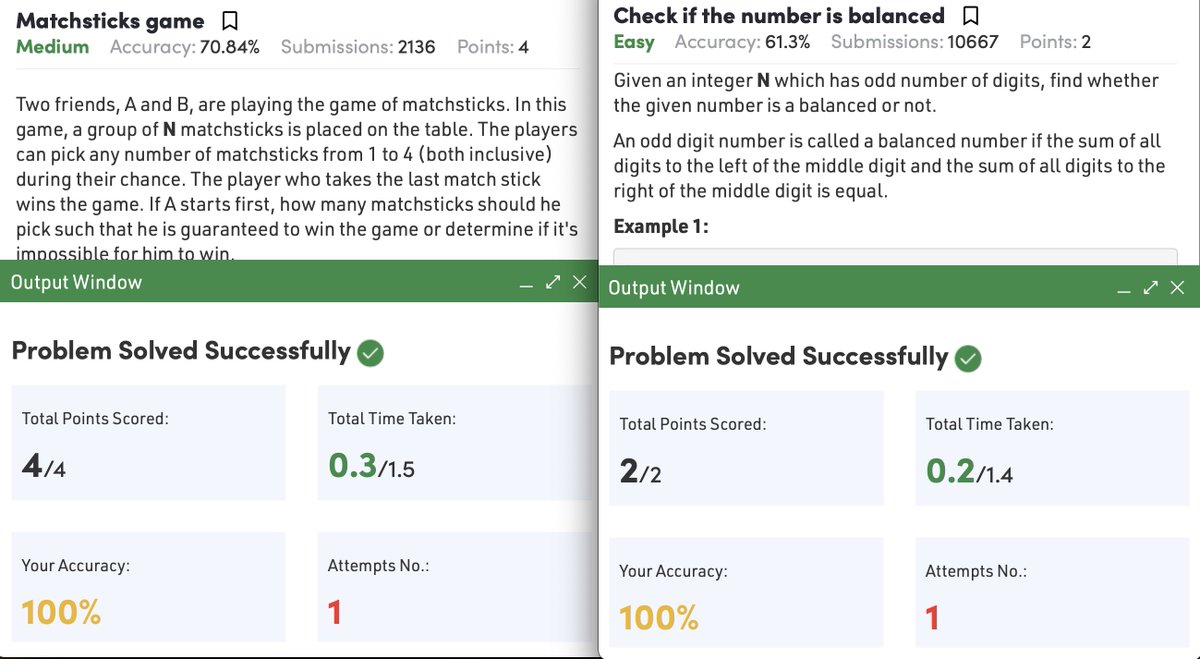 Javac_dev_harsh's tweet image. Day 50 of #javaprogramming -&amp;gt; (1/2)-
😋 Solved 7 difficulties questions on #GeekForGeeks
🎯 Pushed my rank; current aim of 300
🤫 Increased score from 193 to 211 - 18
🤓 Will try solving more questions
#100daysofcodechallenge #100DaysOfCode
#100daysofdsa -&amp;gt; bio for current rank🤭