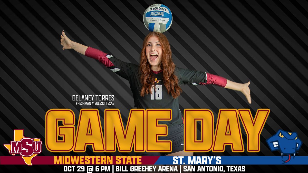 MSUMustangs's tweet photo. GAME DAY | @msutexasvb takes on St. Mary's TODAY in San Antonio, Texas 😆 First serve of the LSC match is set for 6 pm at Bill Greehey Arena #StangGang

5️⃣ Things: https://t.co/Z147fwmupo
Video 📺: https://t.co/FrkWb8vn37
Live Stats 📊: https://t.co/vcAFg7EWl3 https://t.co/wrhOULditY