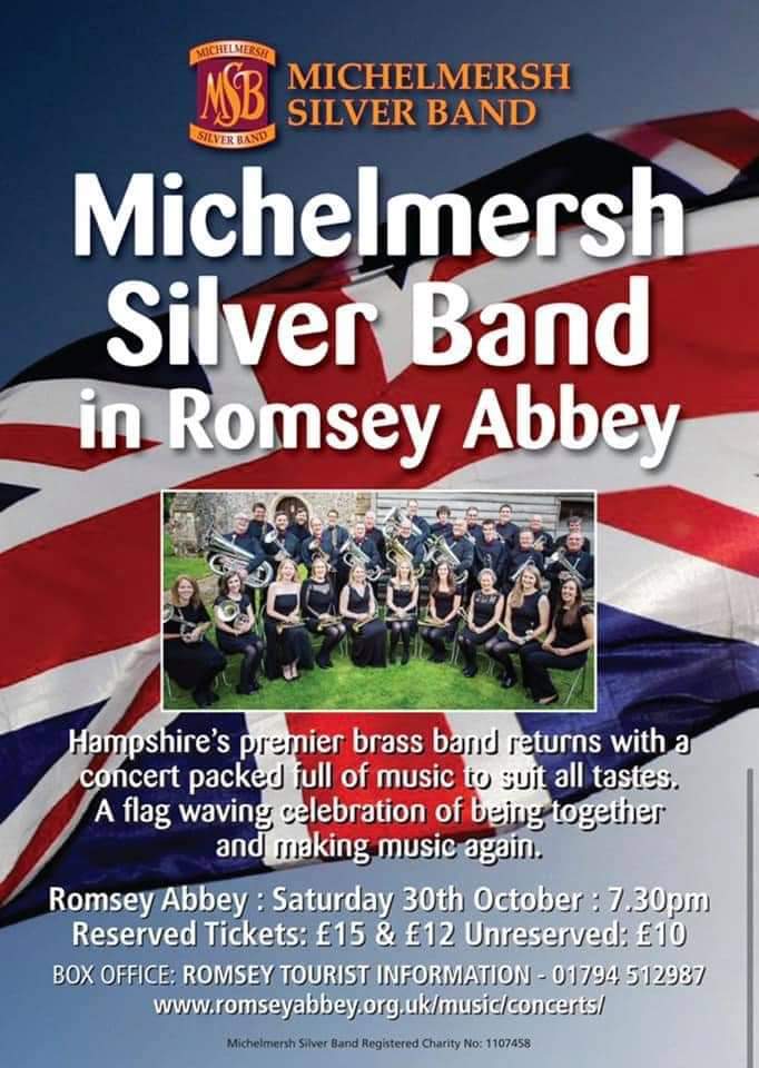 romseyabbey's tweet photo. We are delighted to welcome back Michelmersh Silver Band for their concert on Saturday 30th October at 7.30pm. Tickets are still available from www.ticketsource/musicinromsey or Romsey VIC @moreTestValley https://t.co/9dzZnjnAKw