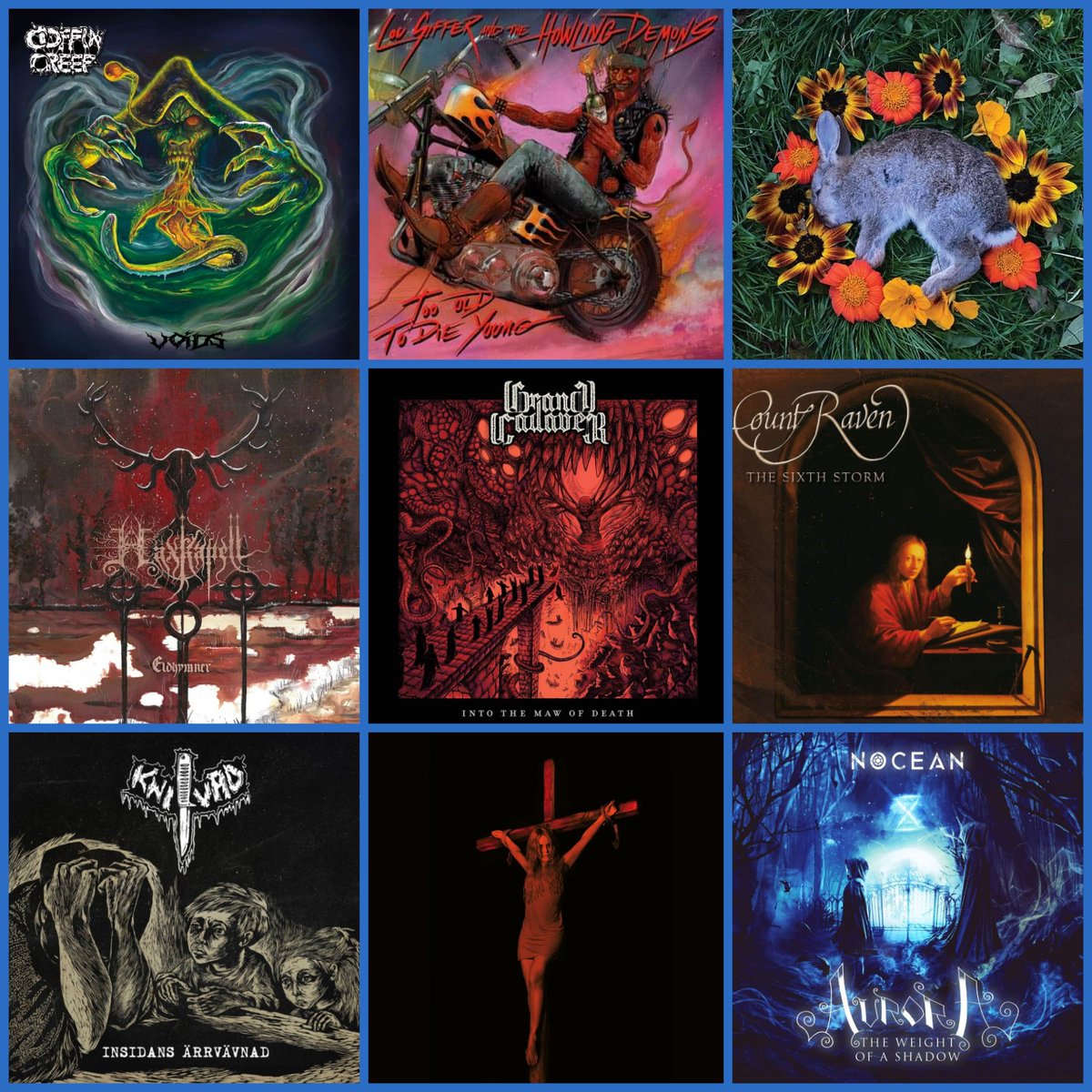 Vegmarg's tweet photo. NEW RELEASES TODAY! @MonolordSweden #CoffinCreep @GrandCadaver @LuciferTheBand #Häxkapell  #LouSifferandtheHowlingDemons  #Nocean #CountRaven #Knivad 🇸🇪 https://t.co/SnV0Z6K2oT