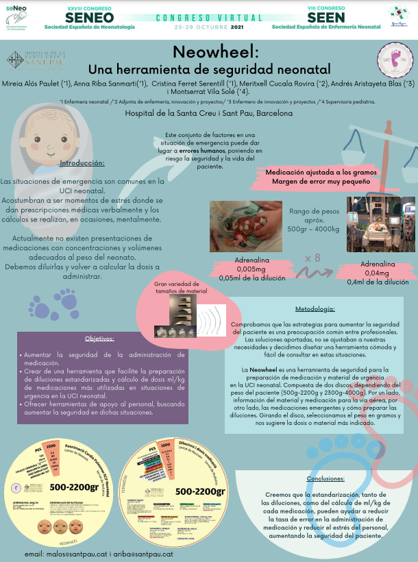 SEEN_Neonatal's tweet photo. PREMIO AL MEJOR PÓSTER:

NEOWHEEL: Una herramienta de seguridad neonatal
Autores: Mireia Alós Paulet; Anna Riba Sabmerti; Cristina Ferret Serebtill; Meritxell Cucala Rovira; André Aristayeta Blas y Montserrat Vila Solé
#seen21 #seneo2021 #seneoSeEn2021 https://t.co/xbt46v3jhF