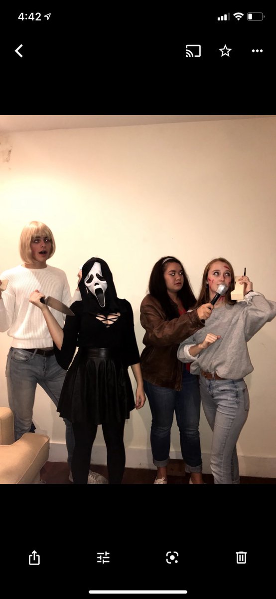 DancinDeirdre's tweet photo. it’s been 3 years and I’m still mad my friends made me b the one to wear a ghost face mask all night 😐 https://t.co/l9QVqOGjCe