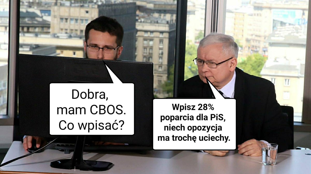 Tymczasem na Nowogrodzkiej Prezes strollował opozycję😜
#CBOS