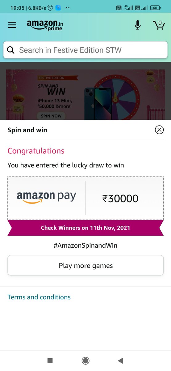 Jeevanreddy28's tweet photo. @amazonIN 
#AmazonSpinandWin 

Lucky .. https://t.co/oscMCrs2H0