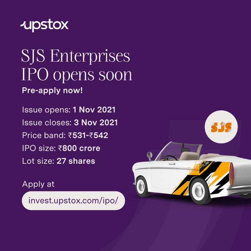 upstox's tweet photo. The SJS Industries IPO goes LIVE on 1 November 2021! But with pre-apply you can book this IPO in advance. To pre-apply, click on the image below.
#UpstoxInvest #IPO #PreApply