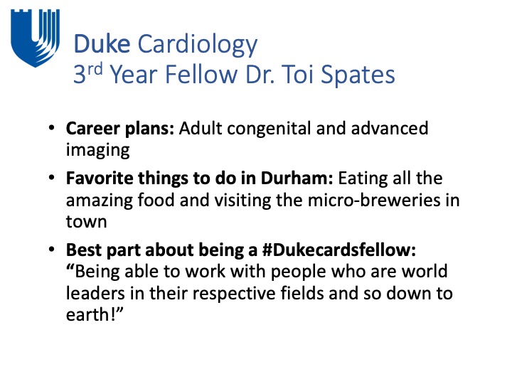 Today's fellow 💡light is on Dr. @spates_m, a 3rd year fellow from Gulfport, MS! A favorite fun fact about Toi is that she is quite the expert potter and has enjoyed taking pottery classes since moving to Durham. We are so lucky to have her in the fellowship!
