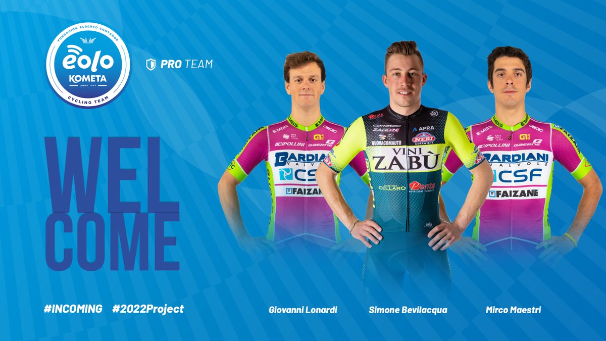 0xRogueAlpha's tweet photo. 📌 #2022Project. "Simone Bevilacqua, Giovanni Lonardi and Mirco Maestri: a trio of Italians for EOLO-KOMETA Cycling Team 2022": https://t.co/AfcuhA1buC.
#EOLOKOMETACyclingTeam #WelcomeGiovanni #WelcomeSimone #WelcomeMirco #Incomings https://t.co/lWHL7oMGmg