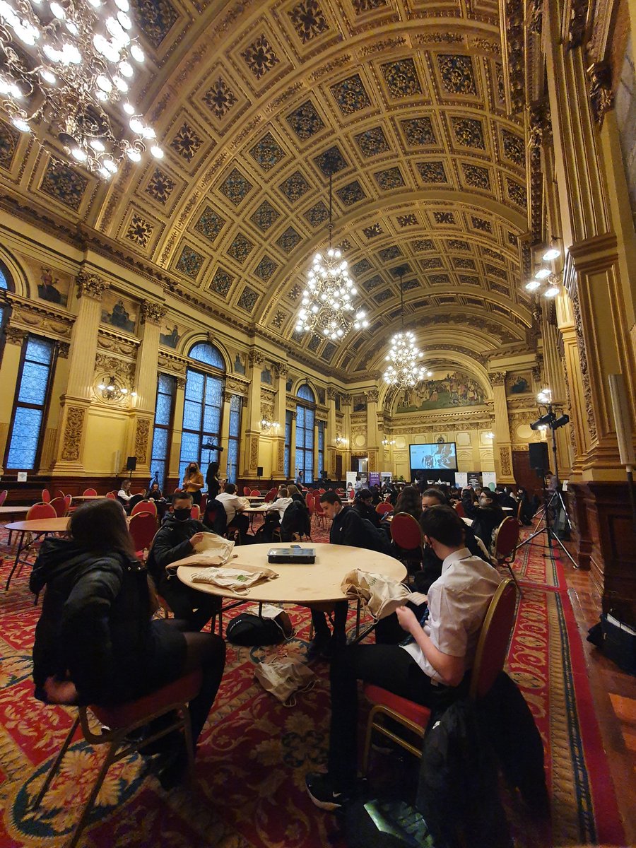 KpssStem's tweet photo. Our S2s taking part in the final of the 7 Cities Hydrogen Challenge at Glasgow City Chambers 🤩 #STEM #COP26 @KingsParkSec @arcolaenergy @COP26 https://t.co/FmFaNbAdoC