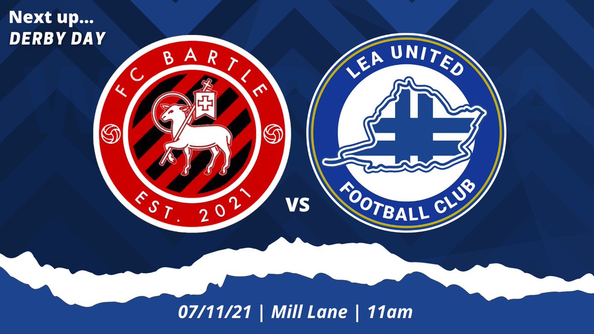 LeaUnitedFC's tweet photo. 𝙉𝙚𝙭𝙩 𝙪𝙥… 👊

We’ll make the short trip to Mill Lane to take on FC Bartle next week for the long awaited return fixture in the Sidgreaves Lane Derby! 🙌

Kick off will be at 11am - And it will see our 2021/22 kits will get their first run out! 🔵⚪️

#LeaUnited | #Campions https://t.co/E1zmriDmCd