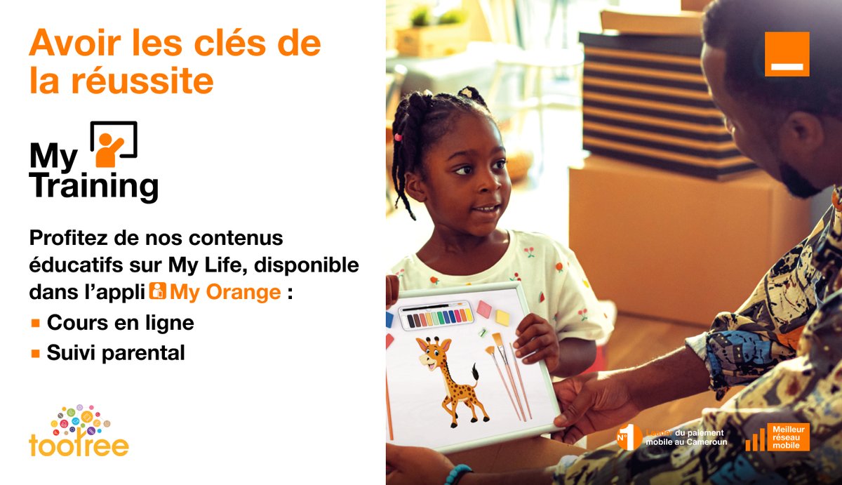 Orange_Cameroun's tweet photo. Hey peeps,
Les clés de la réussite sont désormais entre vos mains 🖐!
Découvrez les meilleurs contenus éducatifs sur My Life via My Orange et profitez des cours en ligne et d’un suivi parental de qualité.
Plus d’infos : https://t.co/ld1LMRyHBP
#MyTraining https://t.co/8eAqwawGJX