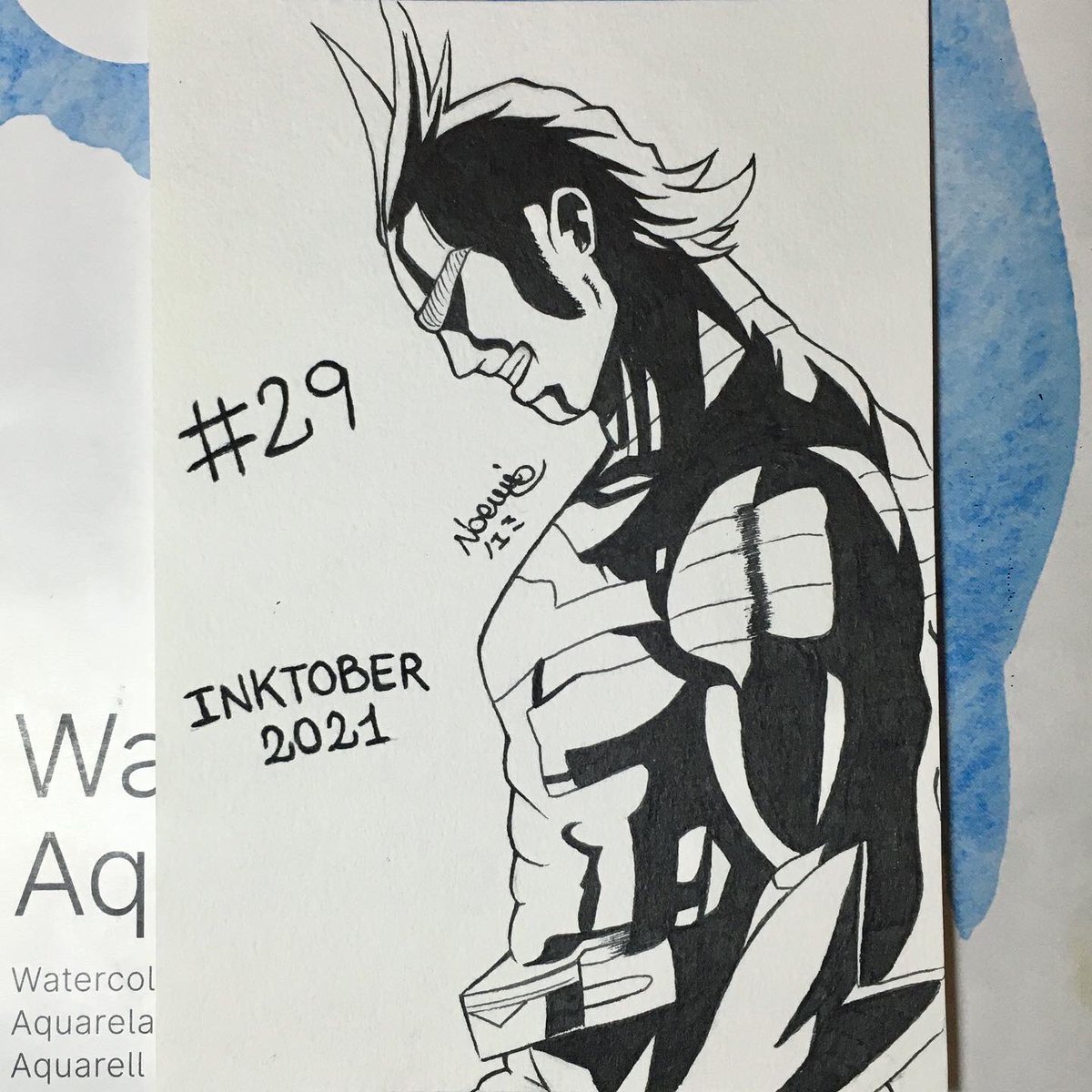 noemis_art's tweet photo. “Whether you win or lose, looking back and learning from your experience is a part of life” Allmight 
#inktober #inktober2021 #ヒロアカ #MyHeroAcademia #BokuNoHeroAcademia #ALLMIGHT https://t.co/Rwm9pcWcXZ