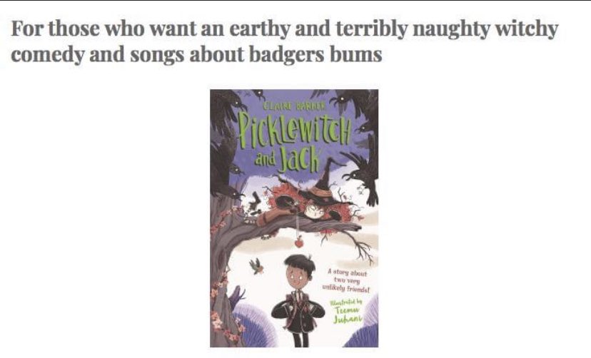 clairebarker's tweet photo. Looking for funny, anarchic children’s #Halloweenread ? This review pretty much sums up my dear friend #Picklewitch 💚 @FaberChildrens https://t.co/HwfoNWpktz