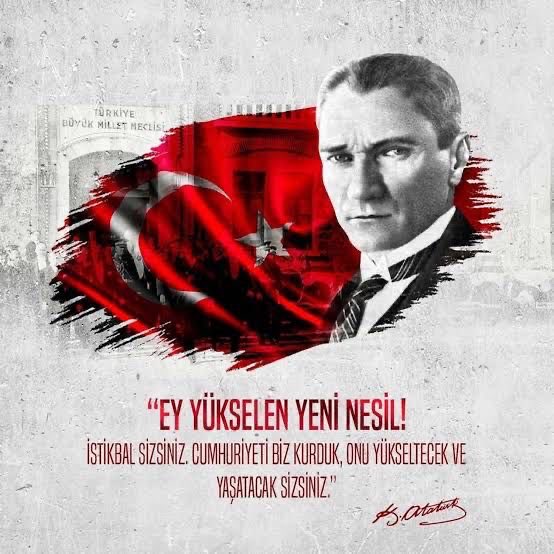 Milletimizin 29 Ekim 
Cumhuriyet Bayramı kutlu olsun.
Büyük mücadele sonucu bu mübarek vatanı bizlere emanet eden Başkomutan ve Devlet Adamı Mustafa Kemal Atatürk ve silah arkadaşlarını rahmetle, minnetle anıyorum.