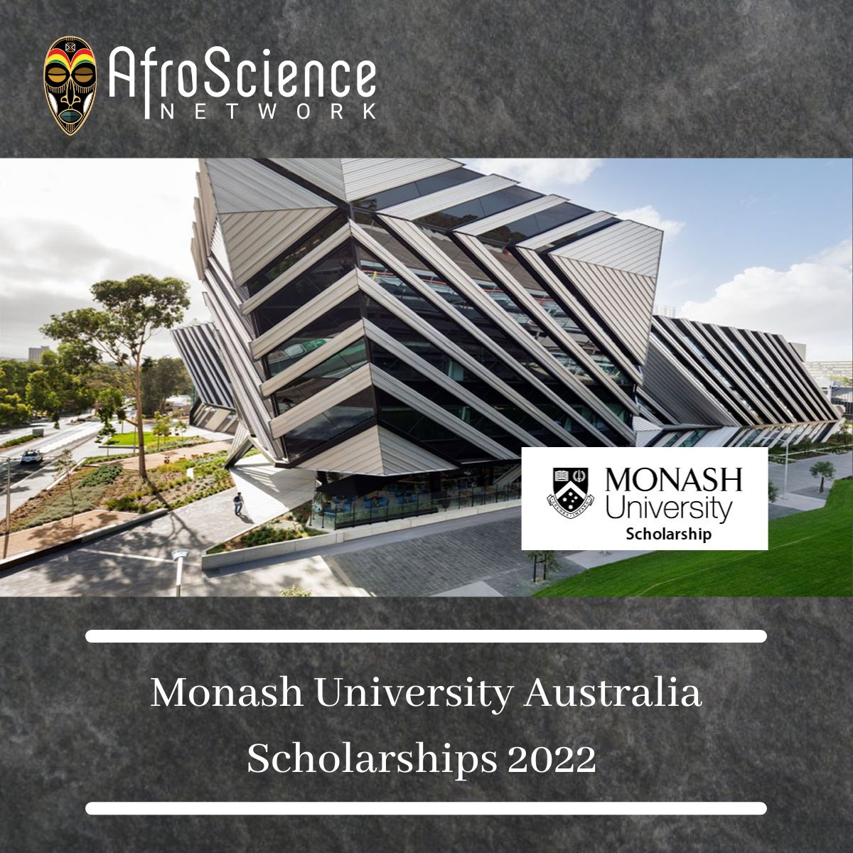 Afroscience1's tweet photo. Monash University provides opportunities for international students to apply for the Monash international merit awards at Monash campus in Australia.

Learn More

https://t.co/BXJgLLzkb8

#africa #scholarshipopportunities #afroscience https://t.co/lb03BvGZed