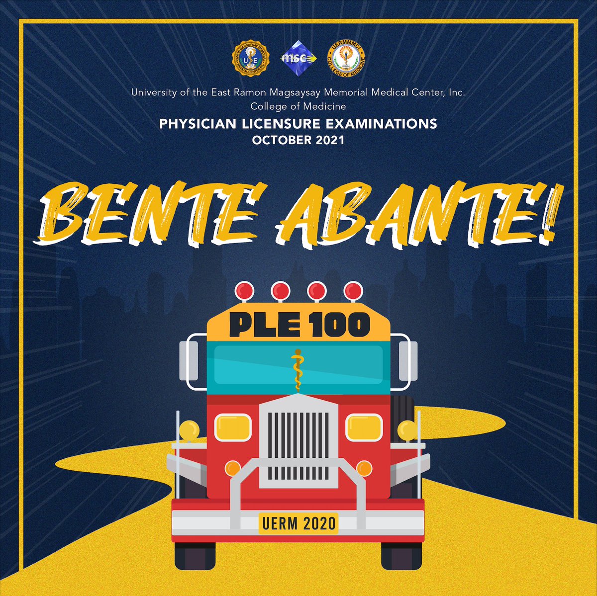 uermmsc's tweet photo. Nakikiisa ang UERM Kolehiyo ng Medisina sa pagsuporta sa UERM Medicine Class of 2020 sa darating na October Physician Licensure Examinations. Ipinagmamalaki na namin kayo!

#BenteAbante
#20doNa20hhh
#BangonRamon
#KonektadongUERM https://t.co/uegDNwx6Vo