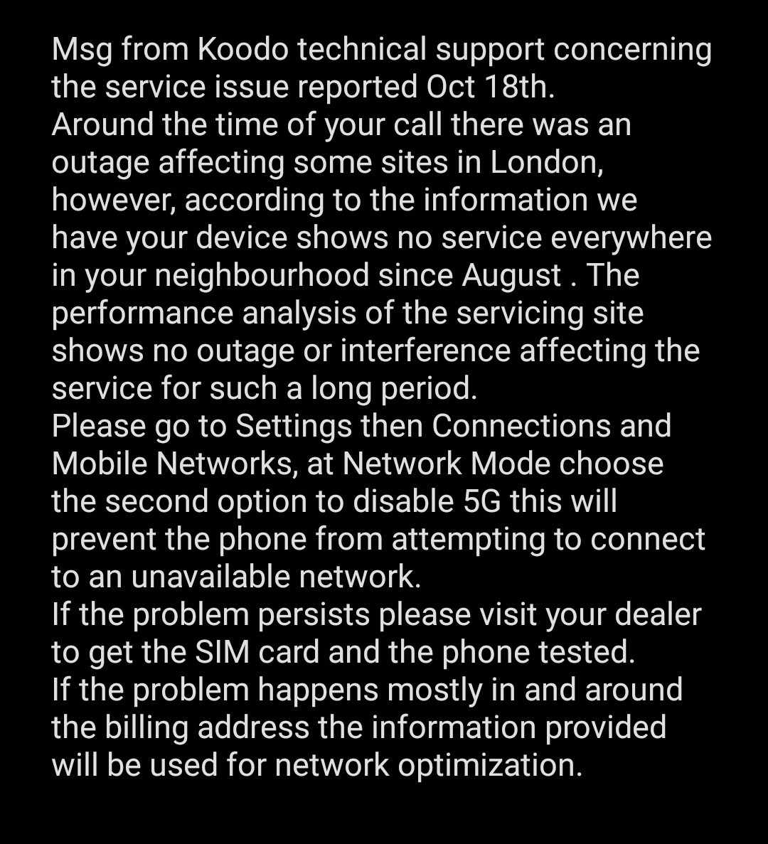 aponbhola's tweet photo. Everyone with a @koodo network who visits me faces the exact SAME issue. It's most definitely a #network problem and NOT my phone or SIM issue. Cause the connection works fine when I drive somewhere else. But your awful #customersupport did not even bother listening. https://t.co/ztz68xTTHH
