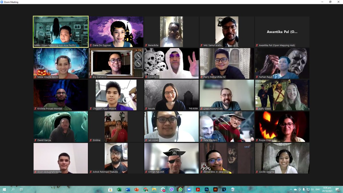 openmapping_ap's tweet photo. AND...That's a wrap! Thanks everyone for joining us in your spooky backgrounds for a super fun #MapAndChat session! See you next month on November 26th - 9 AM UTC!

We will be announcing the winner for the quiz soon! https://t.co/KX6yrfaaxi
