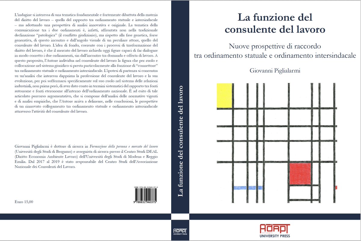 MicheTiraboschi's tweet photo. La funzione del consulente del lavoro. Nuove prospettive di raccordo tra ordinamento statuale e ordinamento intersindacale
Congratulazioni a @Gio_Piglialarmi, menzione speciale al Premio Massimo D'Antona", opere prime, all'#AIDLaSS di Taranto
--> indice https://t.co/nG6n2RkRfV https://t.co/vVkzNyuD7Z